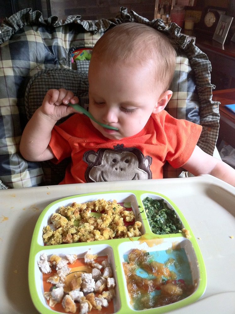 Kristen feeds Daniel the most organized meals ever! Such a contrast from daddy snacks!