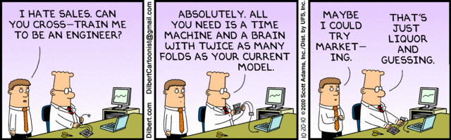Dilbert on Engineering, Sales and Marketing