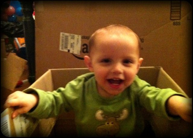 Daniel loves the Amazon boxes!