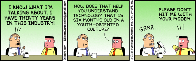 Dilbert’s insight on Age vs Technology – funny!