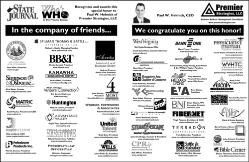 Paul Helmick Who's Who in WV Business Congratulations