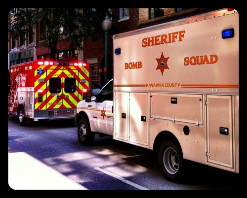 Exciting day. Bomb Squad on Capitol St. beside our office.