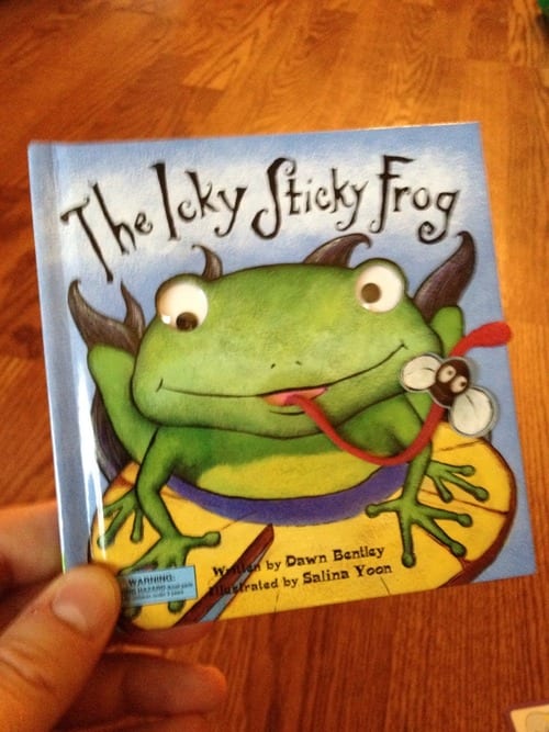 Lily eats a bug :-) from the Icky Sticky Frog book