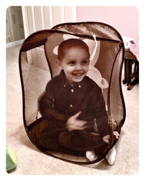 Daniel’s new playpen – Lily’s clothes hamper
