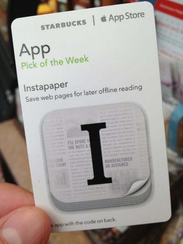 Free @instapaper app from @starbucks !!