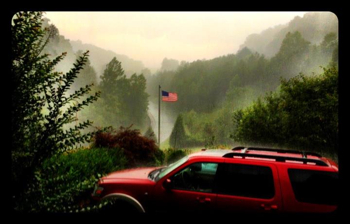 Front porch view of thunderstorm