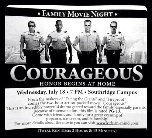 Upcoming movie night at church – Courageous