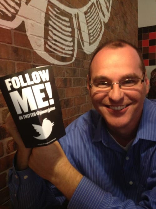 Follow me @jimmyjohns nice sign!