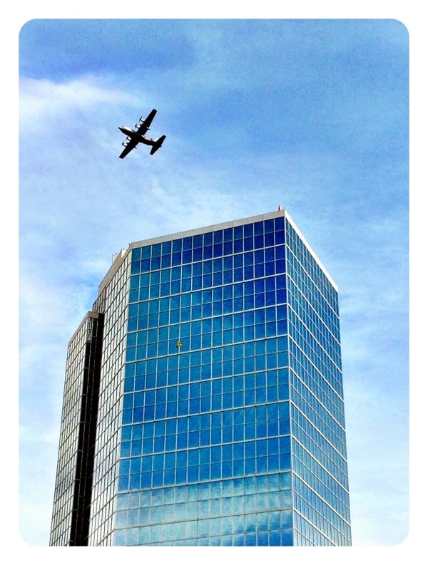 Plane over Laidley Tower