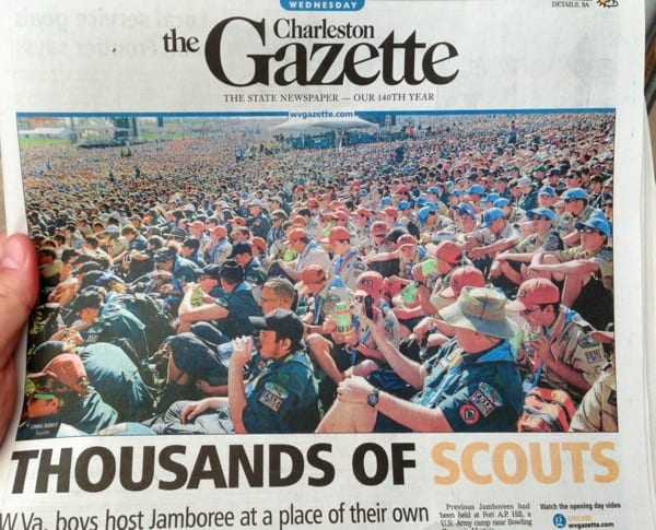 Front pages today. Boy Scouts in WV