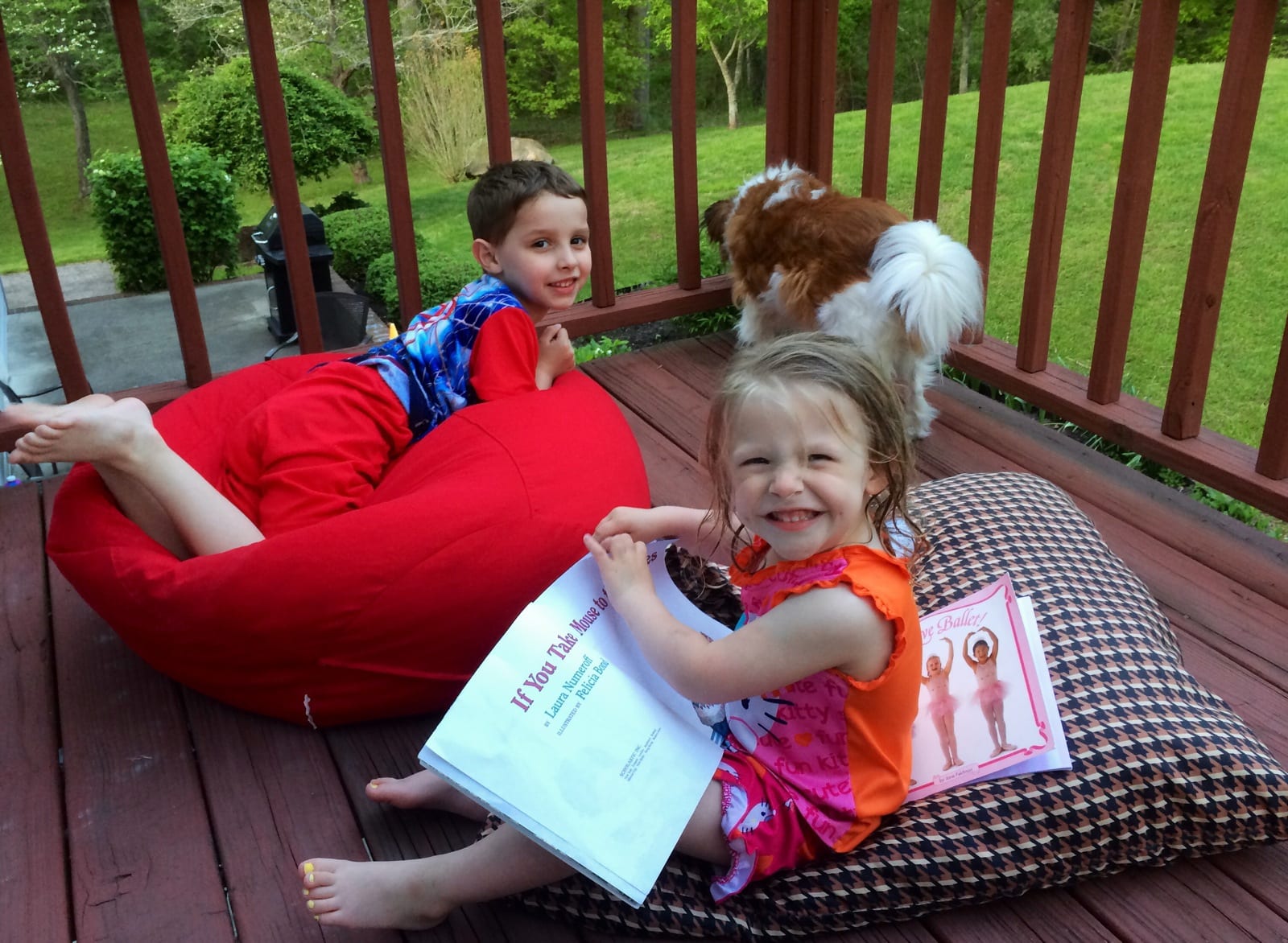 My favorite part of the day. Reading to the kids on the deck.