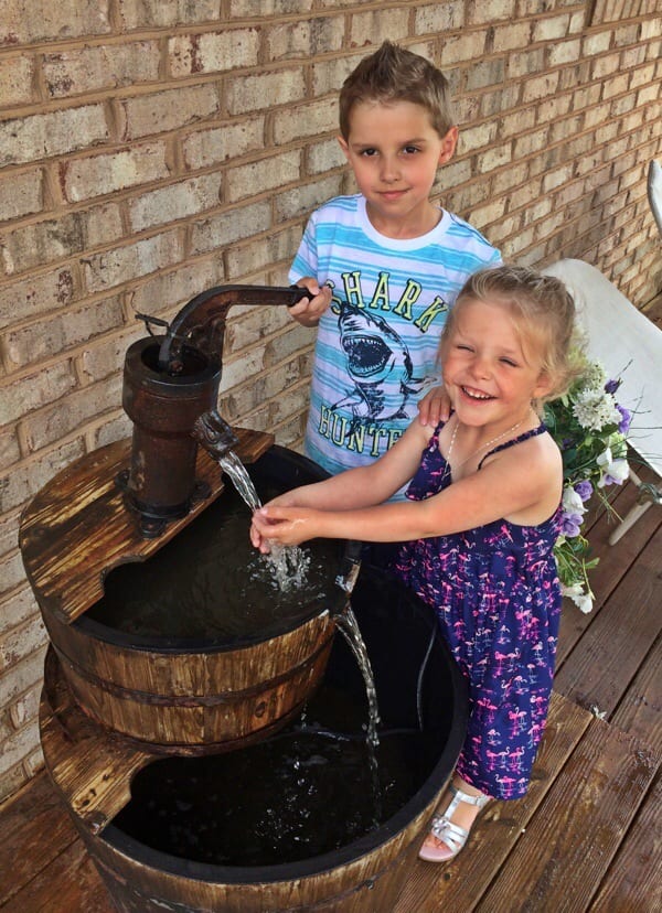 Daniel and Lily splashing around