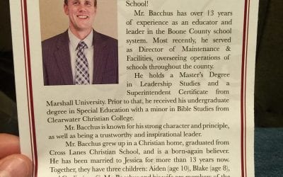 Excited to welcome Bible Center School’s New Principal Josh Bacchus 