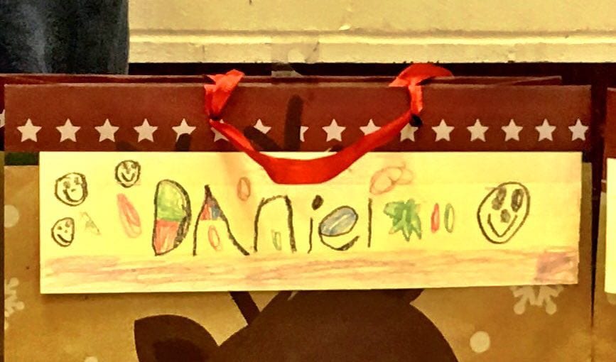 Daniel decorated his name tag
