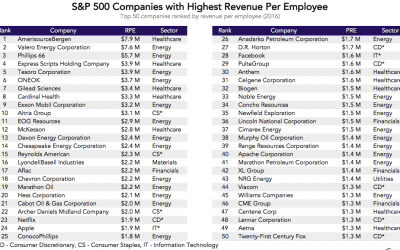 Which Companies Have The Highest Revenue Per Employee?